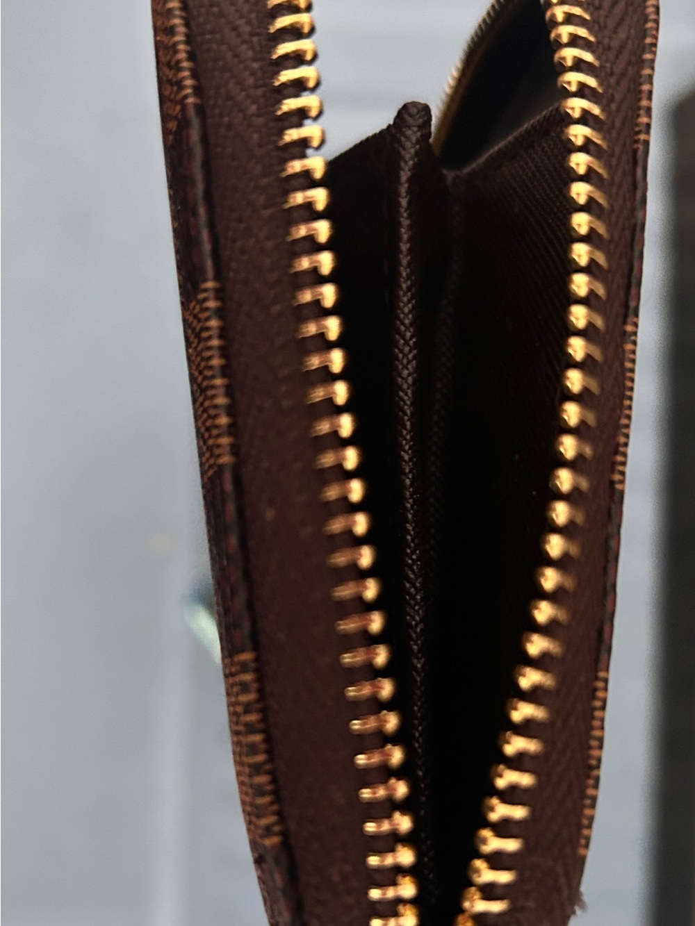 Brown Checkered Zip Wallet Classic - Picture 6 of 6
